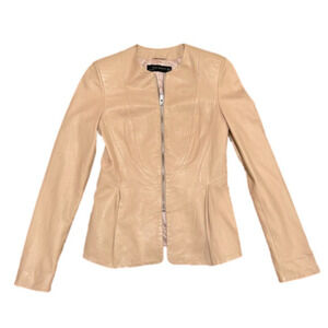 Zara light peach/beige leather jacket  Extra Small